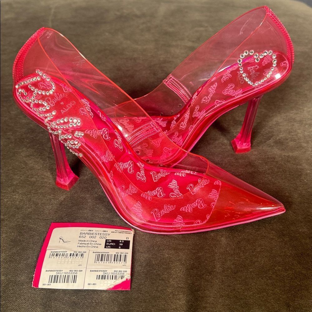 Barbie x ALDO Barbiestessy Collection Pink Translucent Pointed Toe Pumps 8.5 NEW - Picture 11 of 11